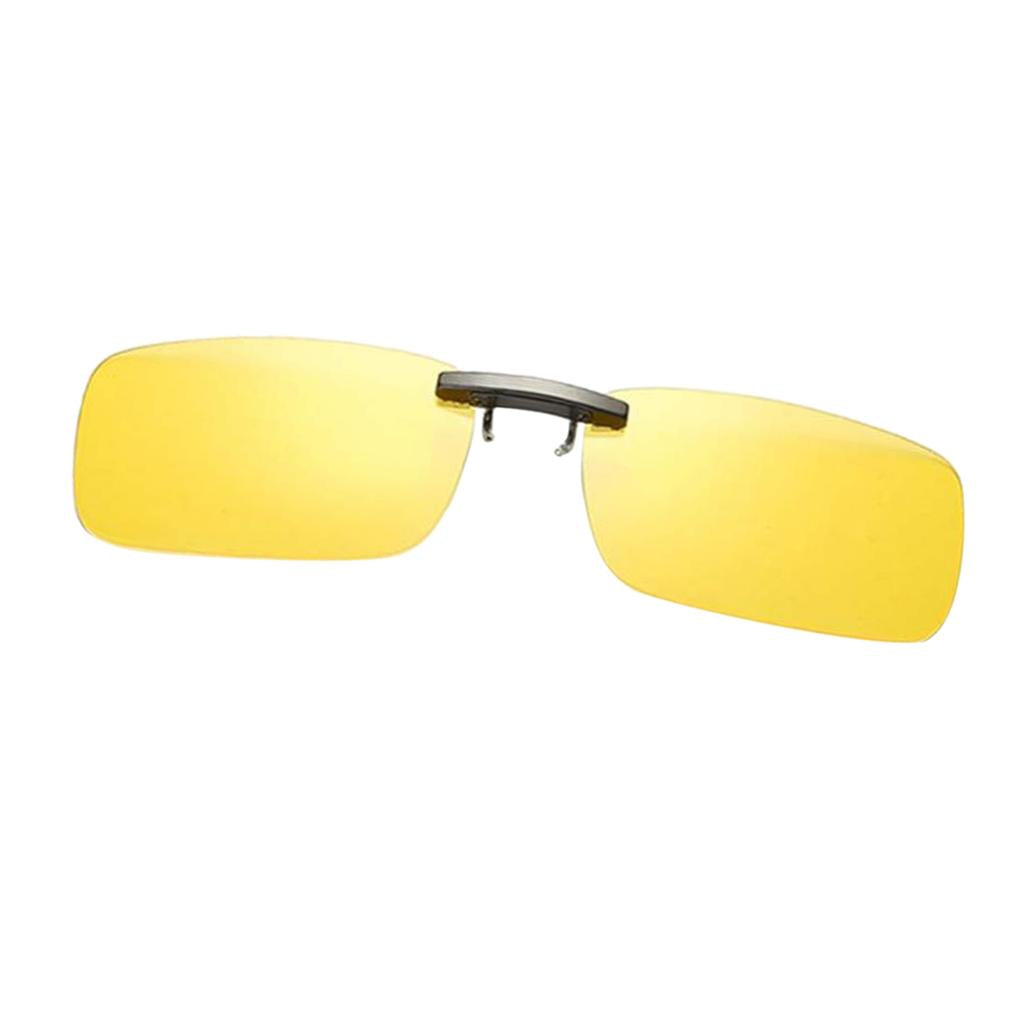 Unisex Polarized Clip On UV400 Driving Rectangle Sunglasses Yellow