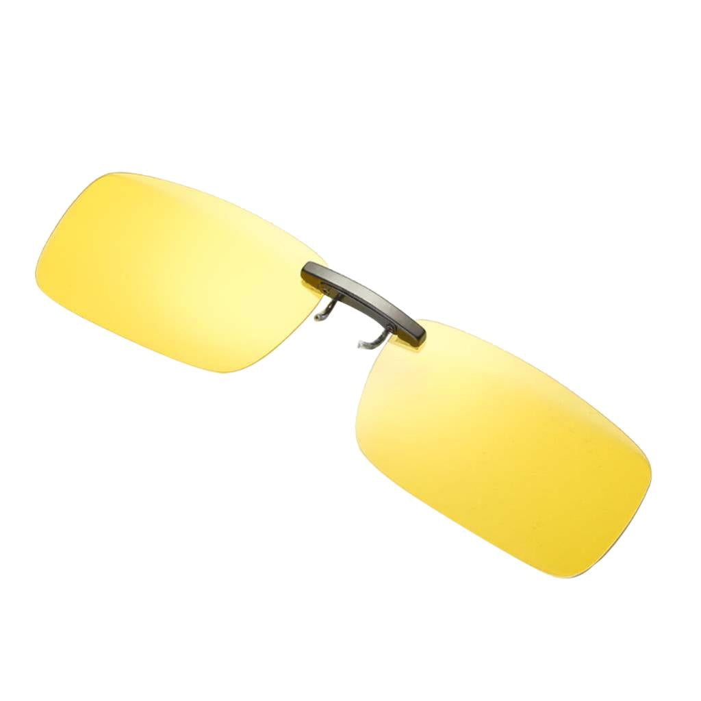 Unisex Polarized Clip On UV400 Driving Rectangle Sunglasses Yellow
