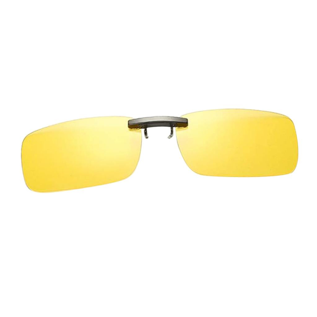 Unisex Polarized Clip On UV400 Driving Rectangle Sunglasses Yellow