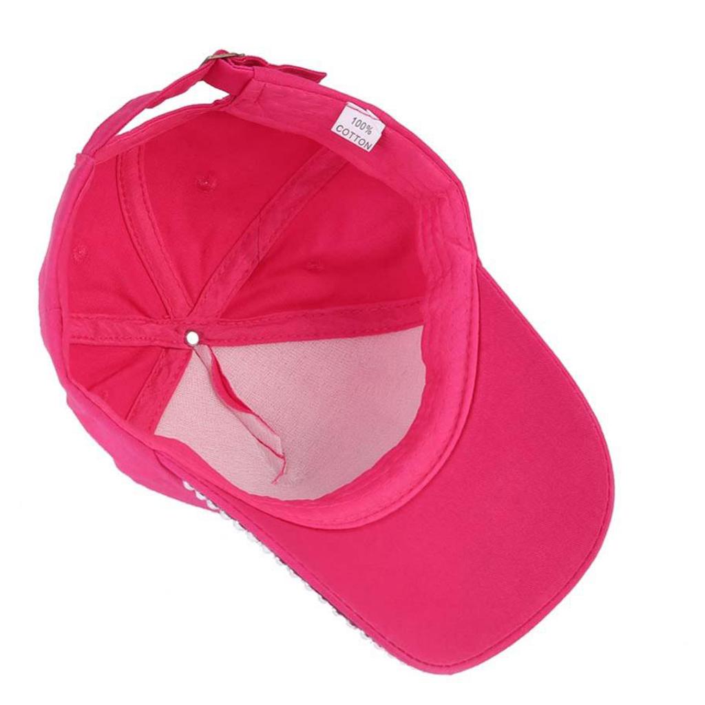 Womens Baseball Cap Crown Rhinestone Snapback Adjustable Sport Sun Hat Rose