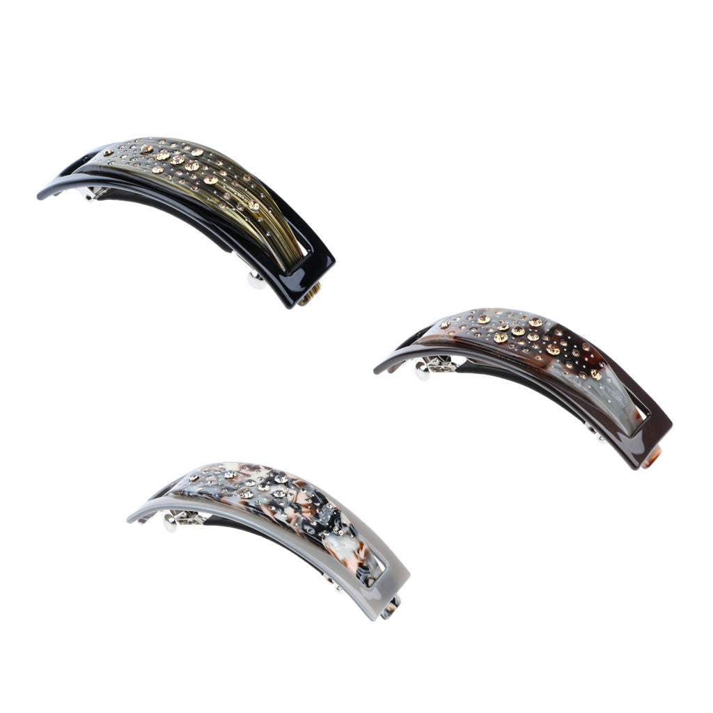 3Pcs French Acetate Hair Clip Automatic Barrette Women Thick Hair Hairpin