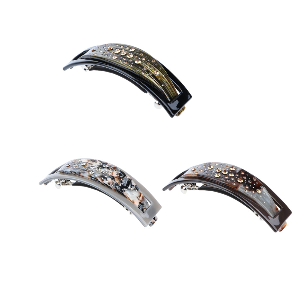 3Pcs French Acetate Hair Clip Automatic Barrette Women Thick Hair Hairpin