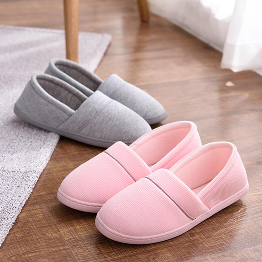 Women Cotton Knit Anti-Slip House Slipper Washable Home Shoes 37-38 Gray
