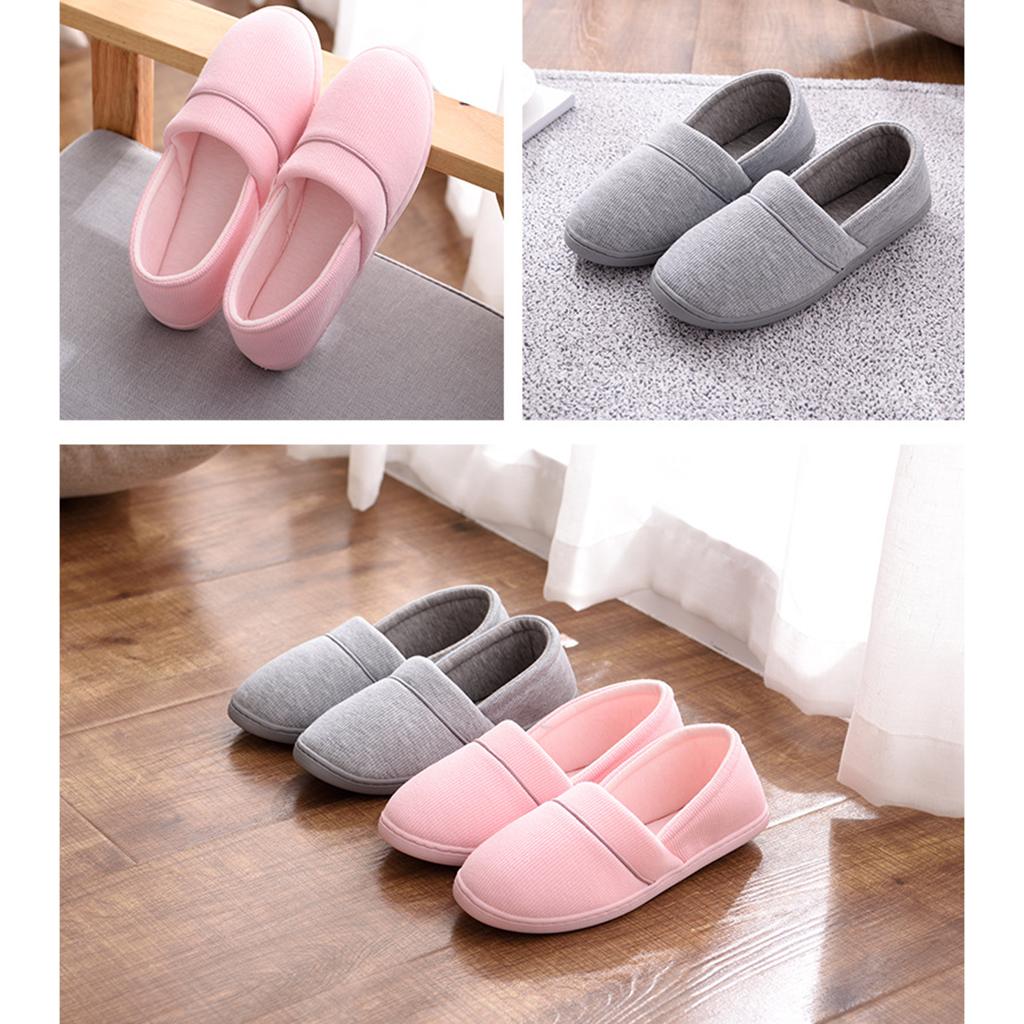 Women Cotton Knit Anti-Slip House Slipper Washable Home Shoes 37-38 Gray