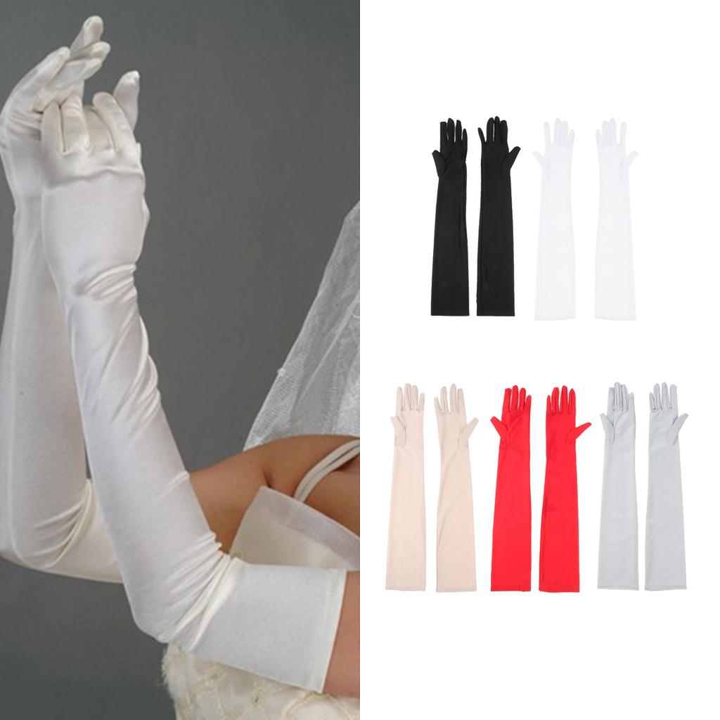 Women's Long 1920s Opera Gloves Evening Wedding Sun Block Elbow Gloves Black