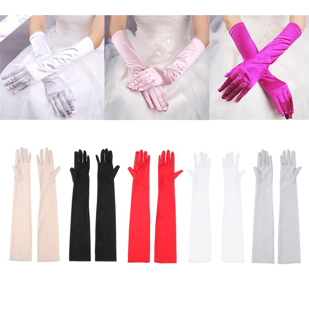 Women's Long 1920s Opera Gloves Evening Wedding Sun Block Elbow Gloves Black