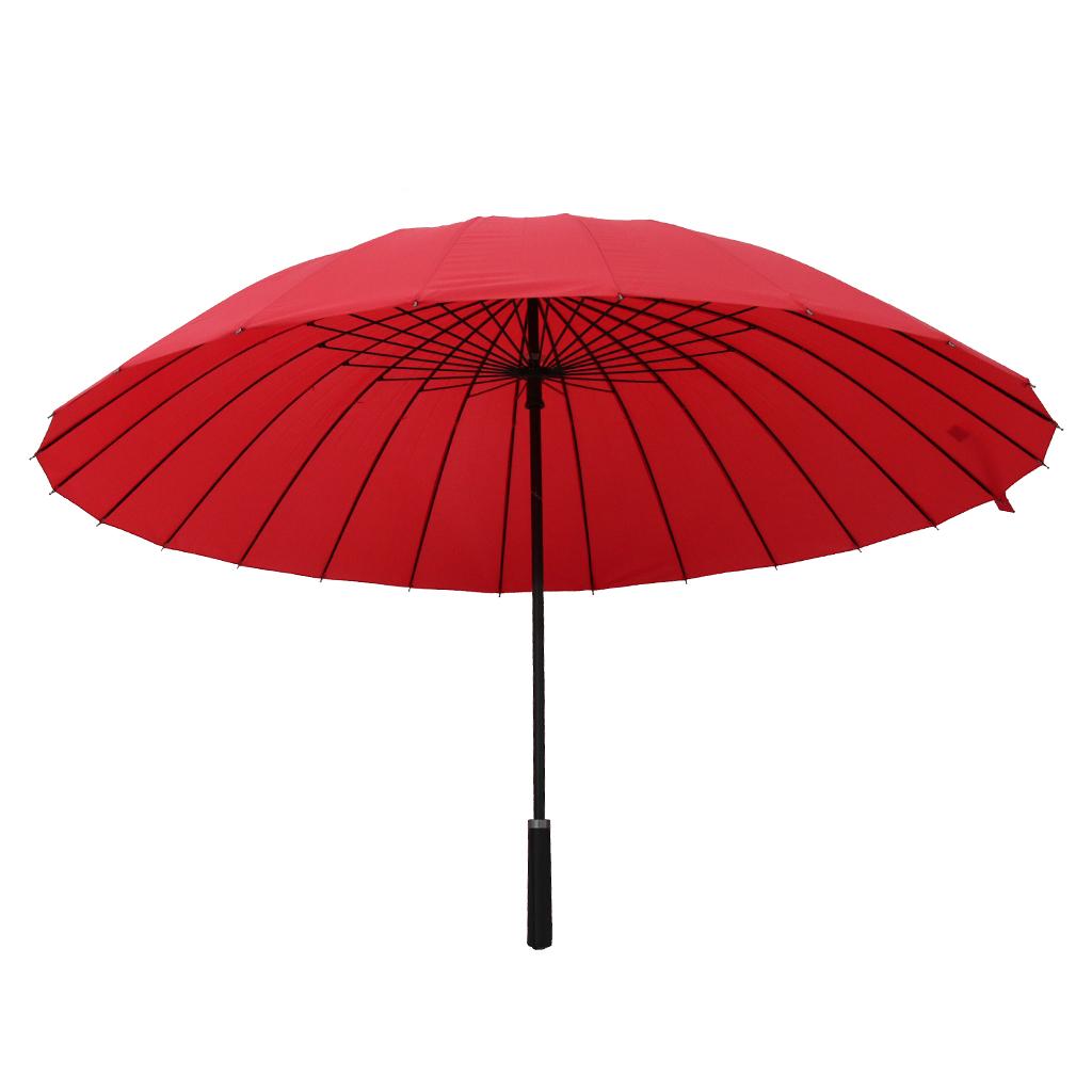 Women Mens Extra Large Manual Business Golf Windproof Anti-UV Umbrella Red