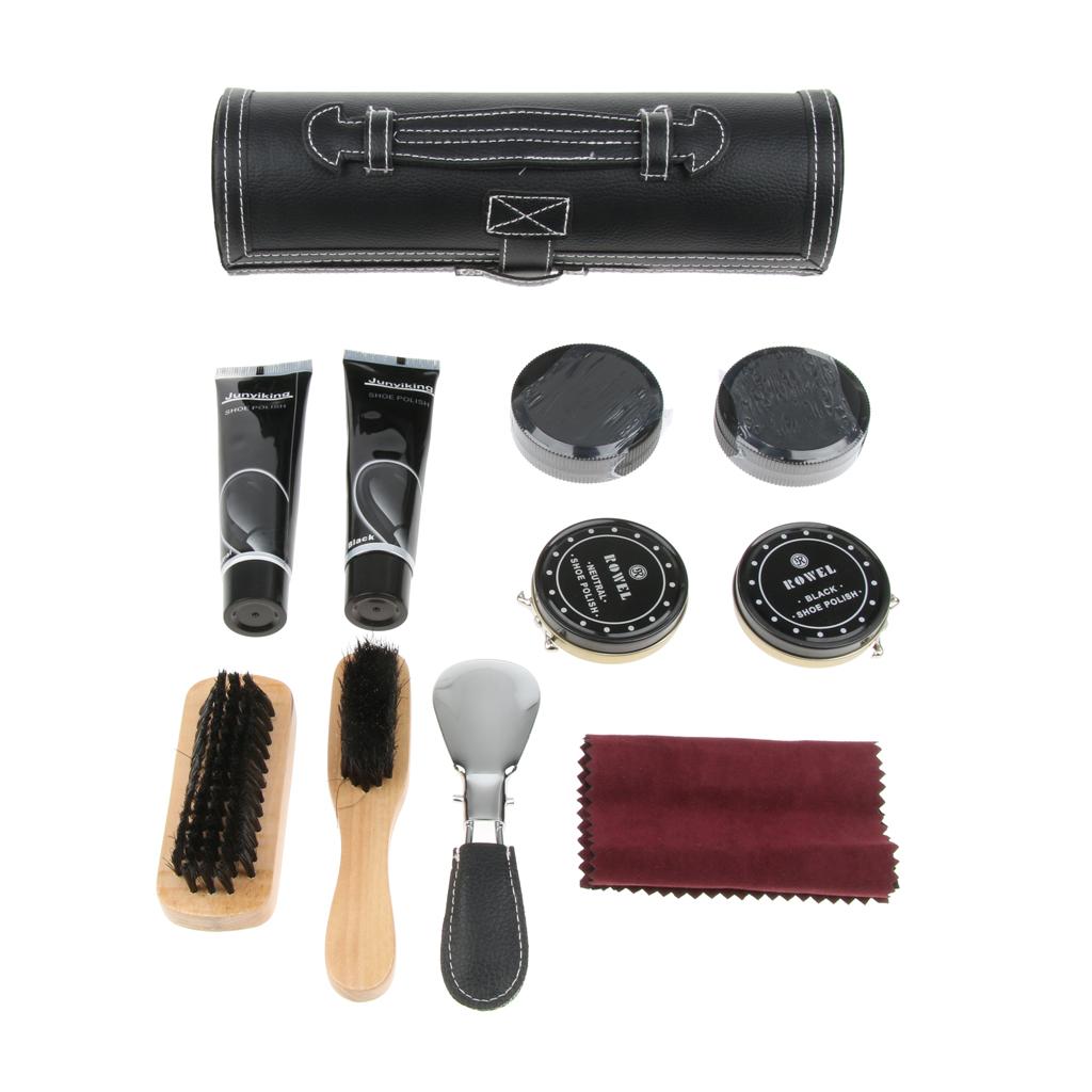 10Pcs Unisex Shoe Care Kit Professional Travel Shoes Boots Shine Brush Kit