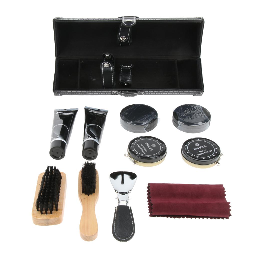 10Pcs Unisex Shoe Care Kit Professional Travel Shoes Boots Shine Brush Kit