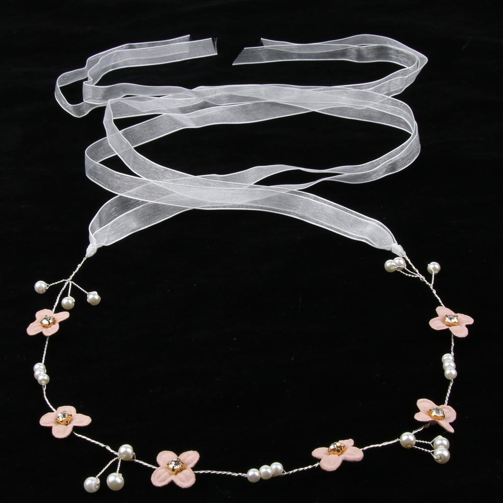 Retro Bridal Hair Band Flower Pearls Wedding Party Goddess Headband Silver