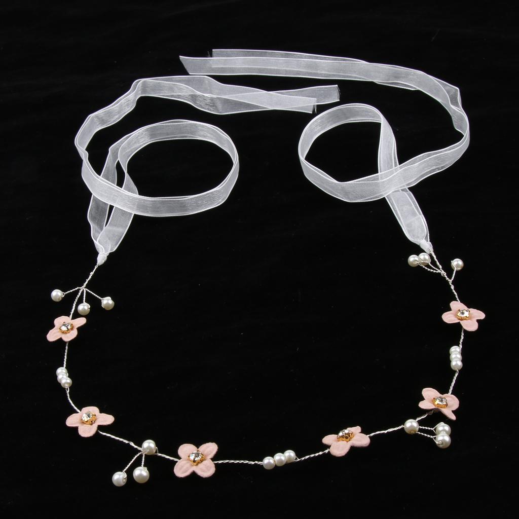Retro Bridal Hair Band Flower Pearls Wedding Party Goddess Headband Silver