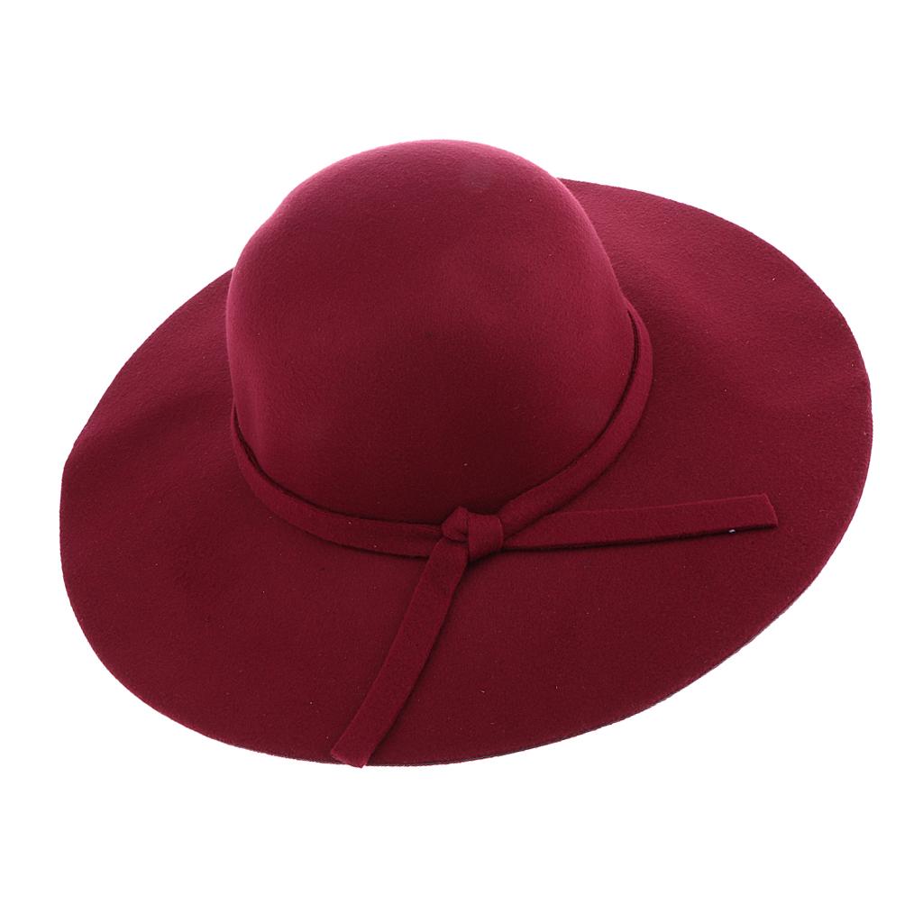 Vintage Wool Felt Fedora Hat Foldable Floppy Wide Brim Hat Women Wine Red