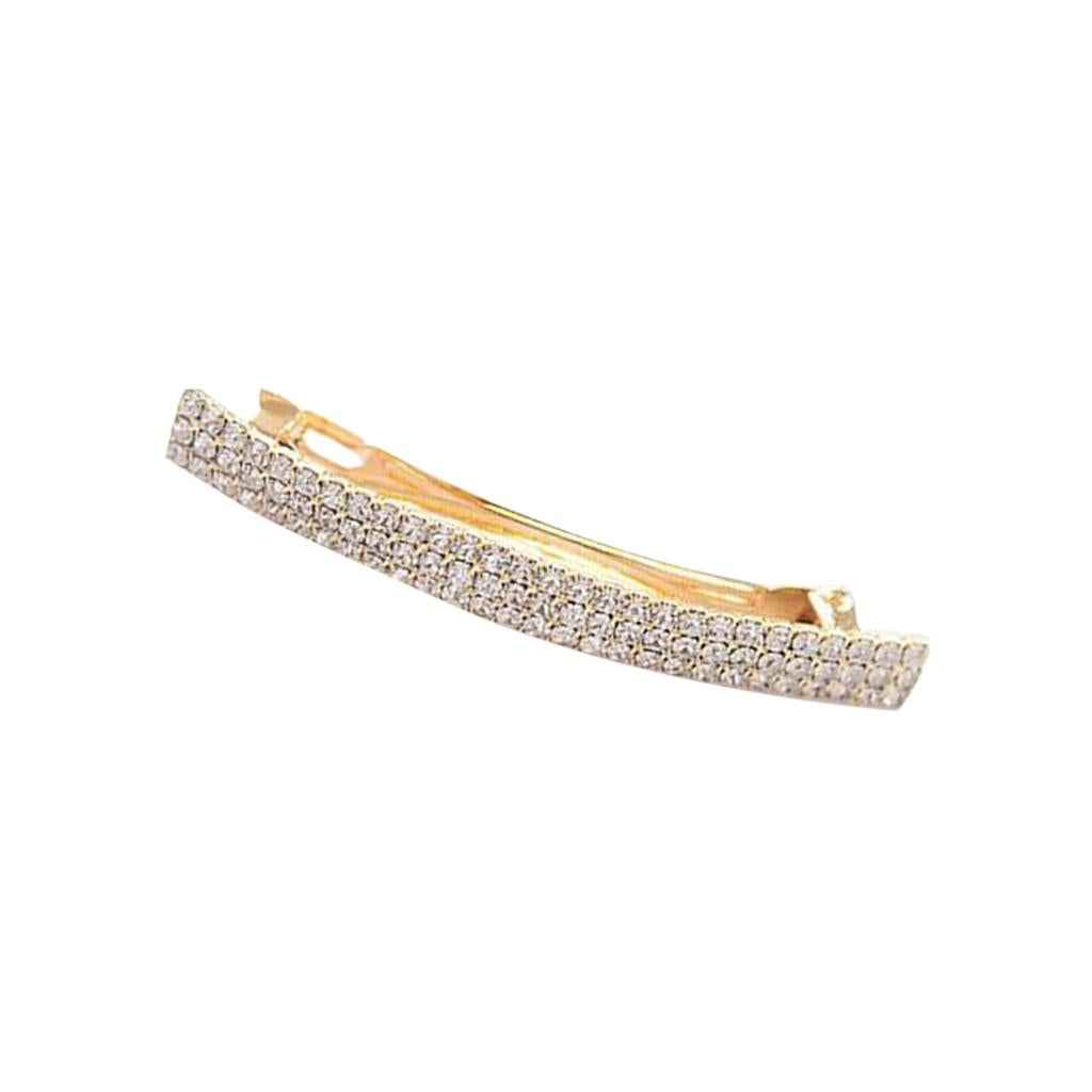 Automatic Rhinestone French Barrette Large Hair Clip Hairpin Hair Accs Gold