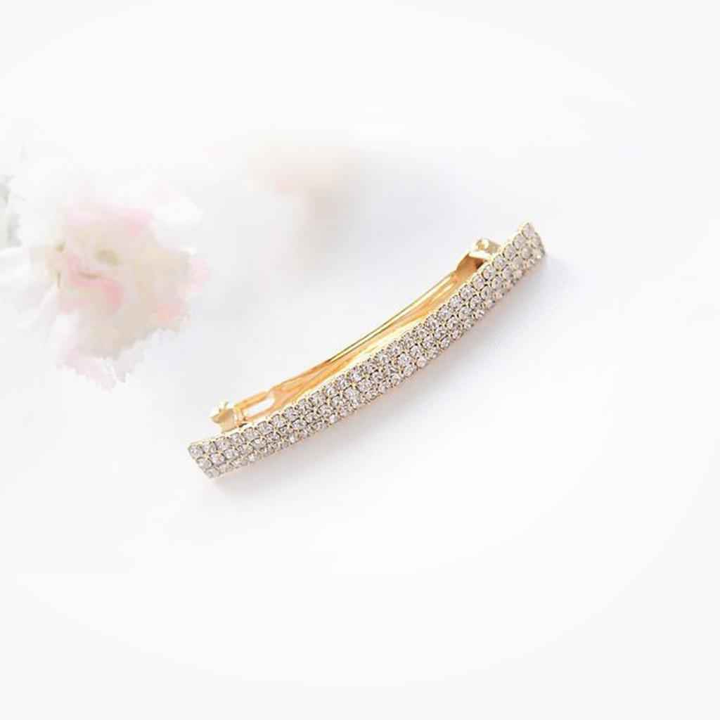 Automatic Rhinestone French Barrette Large Hair Clip Hairpin Hair Accs Gold