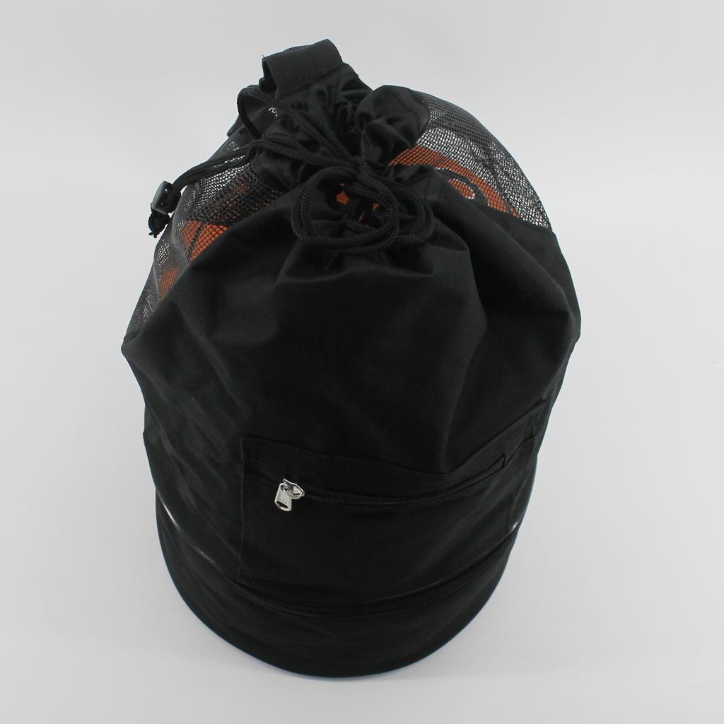 Basketball Carry Bag Mesh Sports Equipment Backpack Shoulder Strap Black
