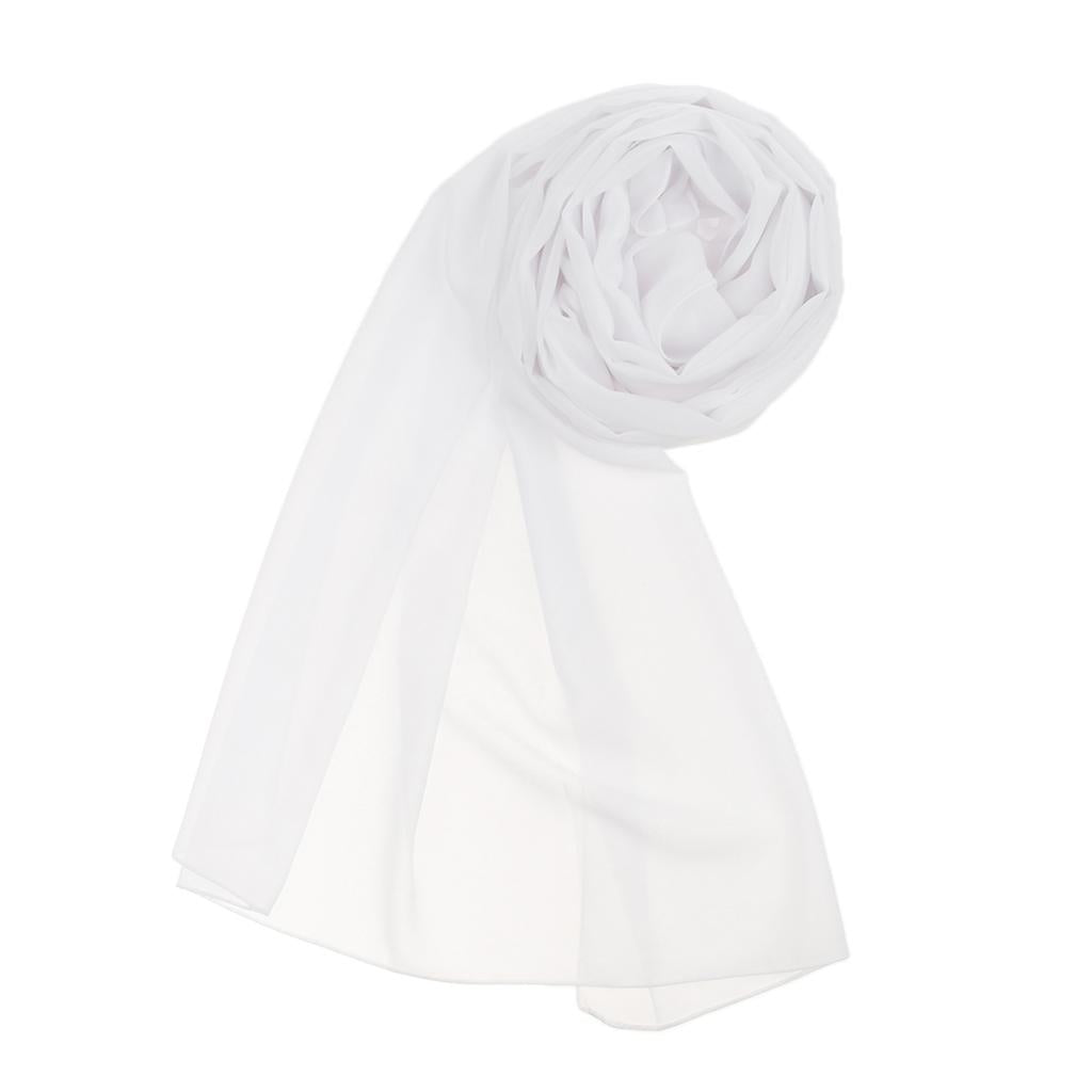 Women Solid Bubble Chiffon Scarf Muslim Hijabs Head Scarf Shawls White