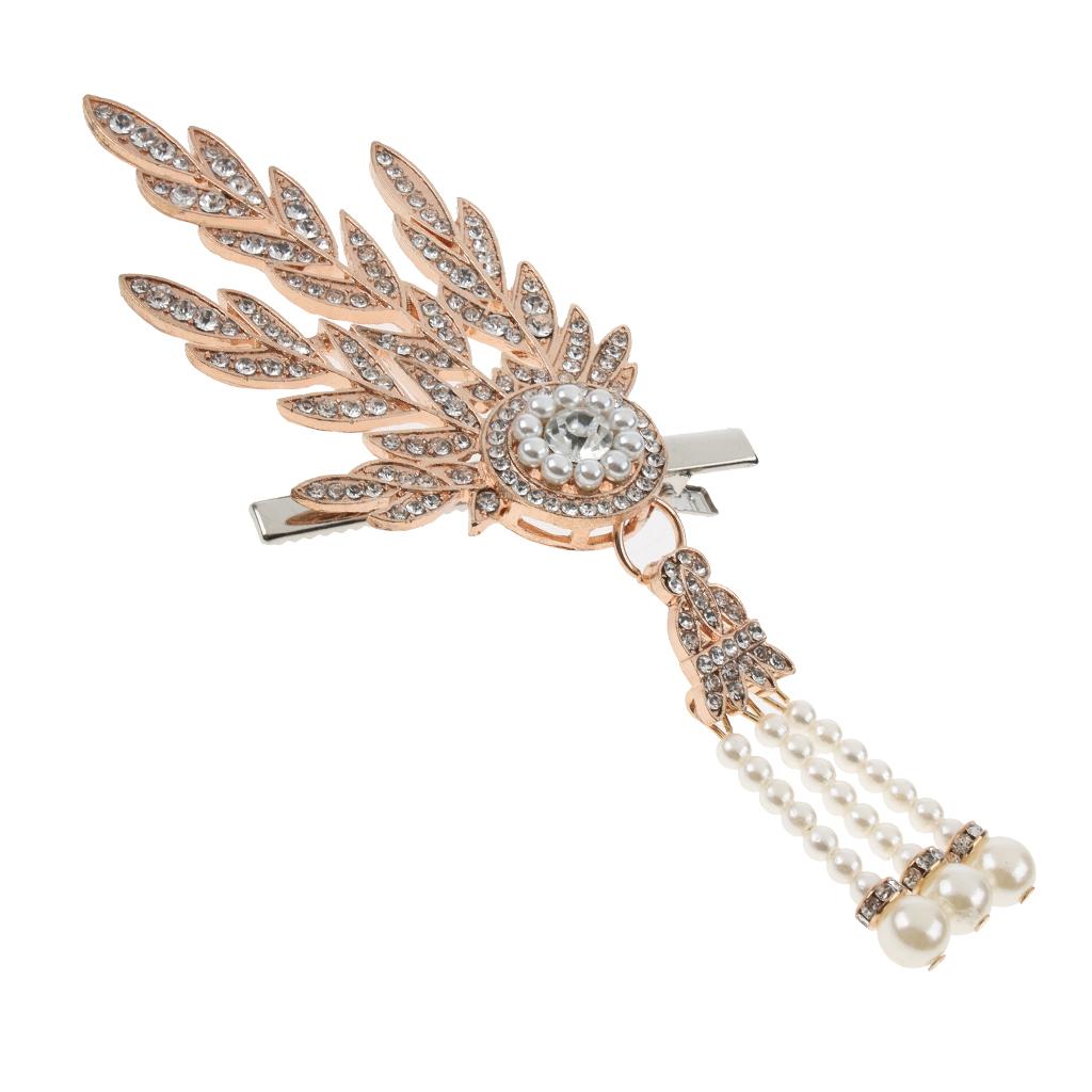 Wedding Bridal Hair Clip Leaf Faux Pearls Rhinestone Hairpiece Party Jewelry