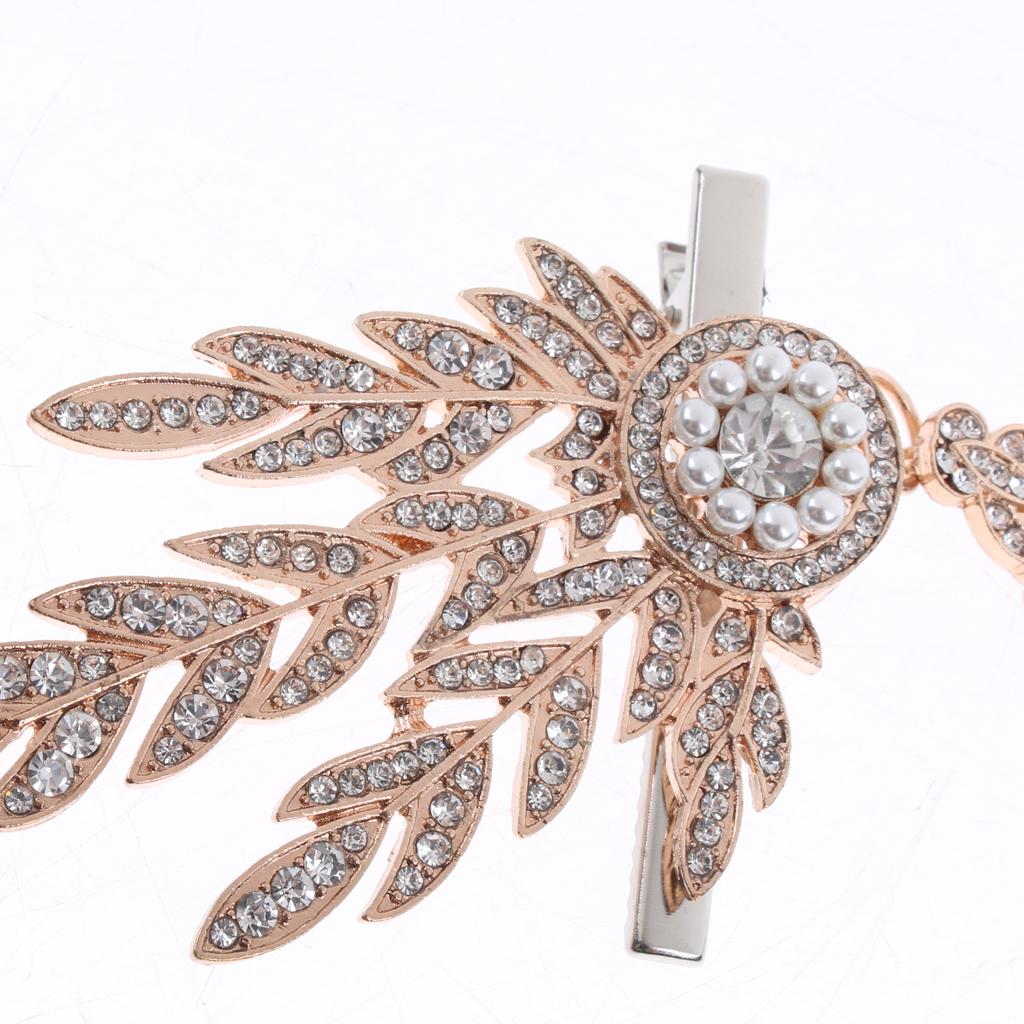 Wedding Bridal Hair Clip Leaf Faux Pearls Rhinestone Hairpiece Party Jewelry