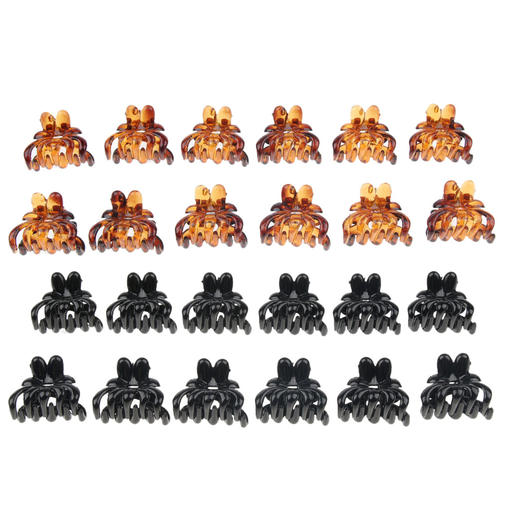 12x Women Mini Hair Claw Clips Plastic Hair Clamps Octopus Jaw Hairpin Brown