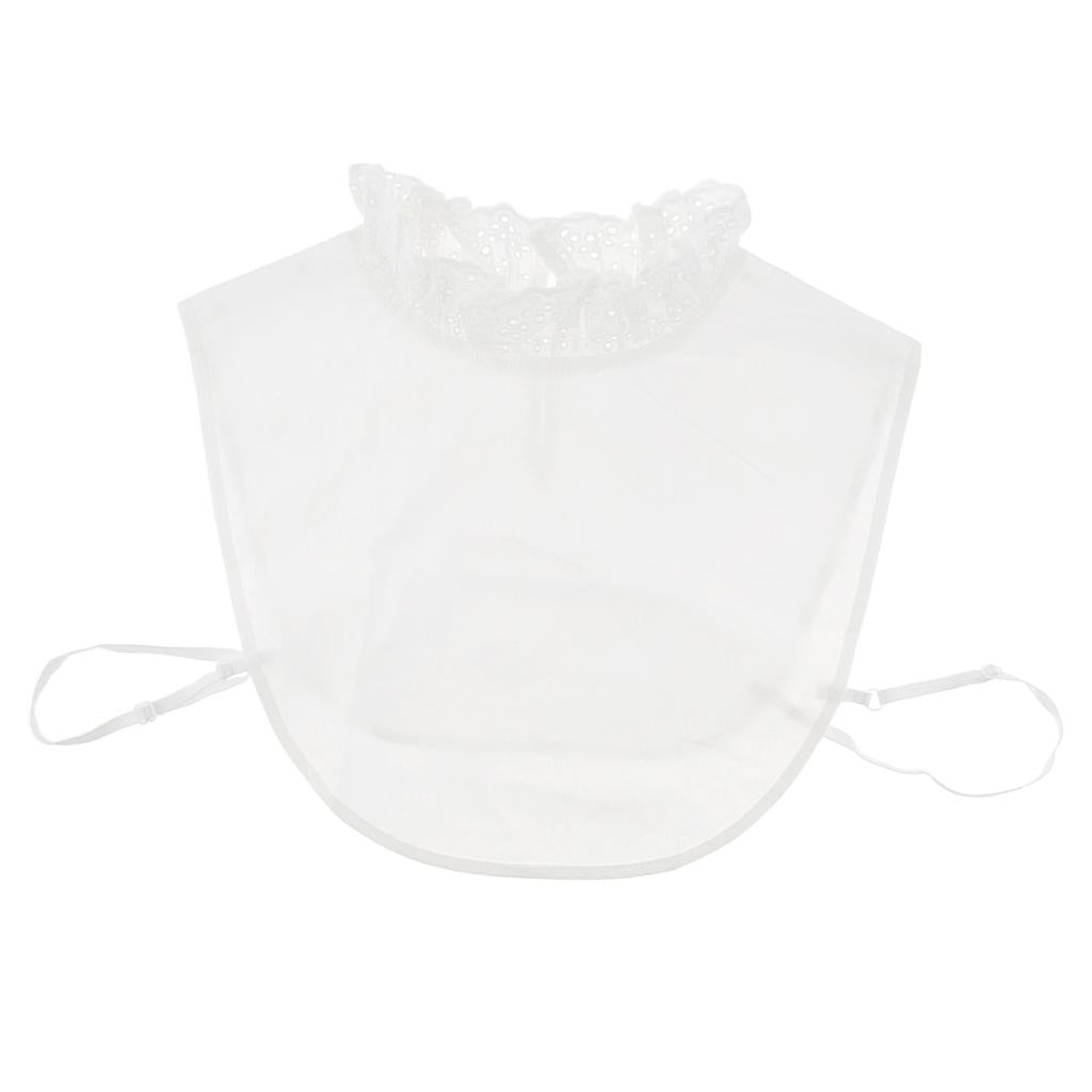 Women False Collar Fake Half Shirt Blouse Detachable Bib White hollow flower