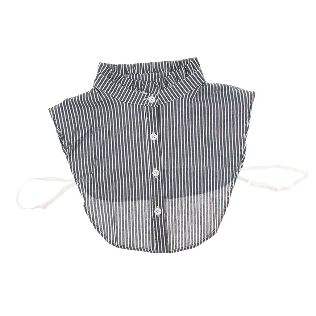 Stripes Detachable Dickey Collar Blouse Half Shirts False Collar Peter Pan Black