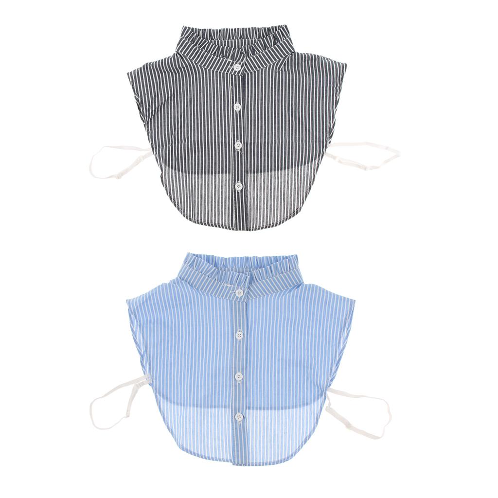Stripes Detachable Dickey Collar Blouse Half Shirts False Collar Peter Pan Black