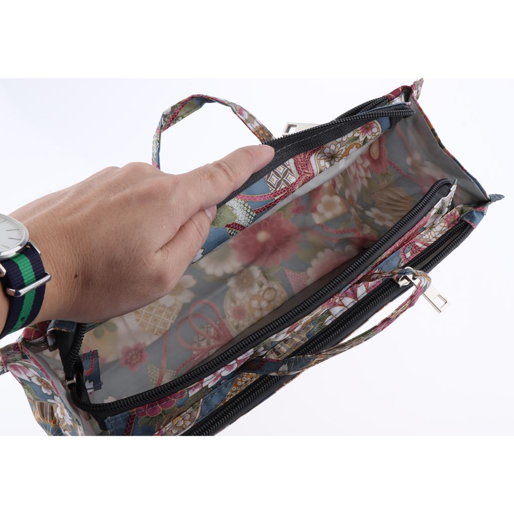 Lady Printed Purse Handbag Tote Insert Organizer 13 Pockets With Handles 03