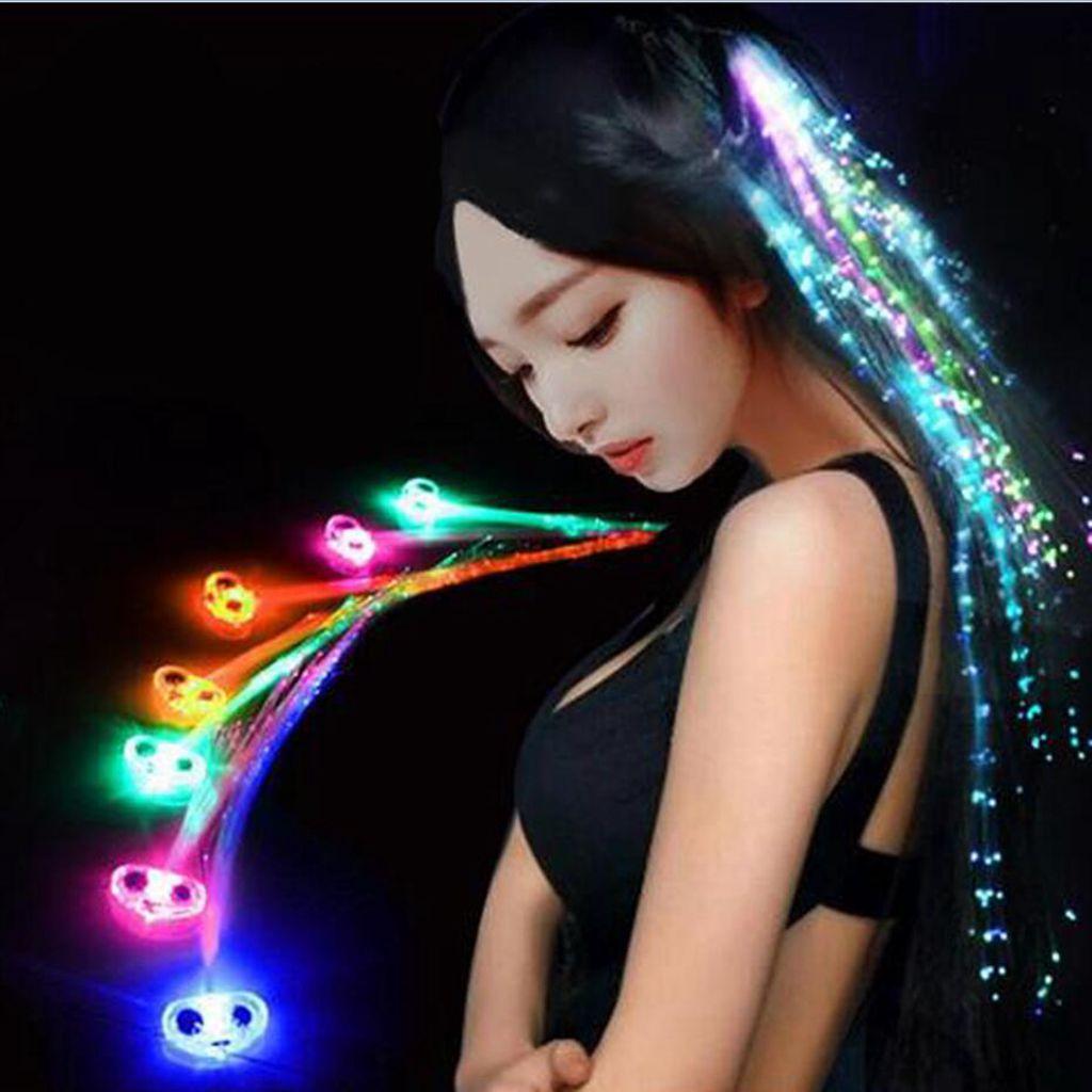 10 Pieces Light up LED Hair Extension Braid Clips Optical Fiber Hair Braids Rose Red