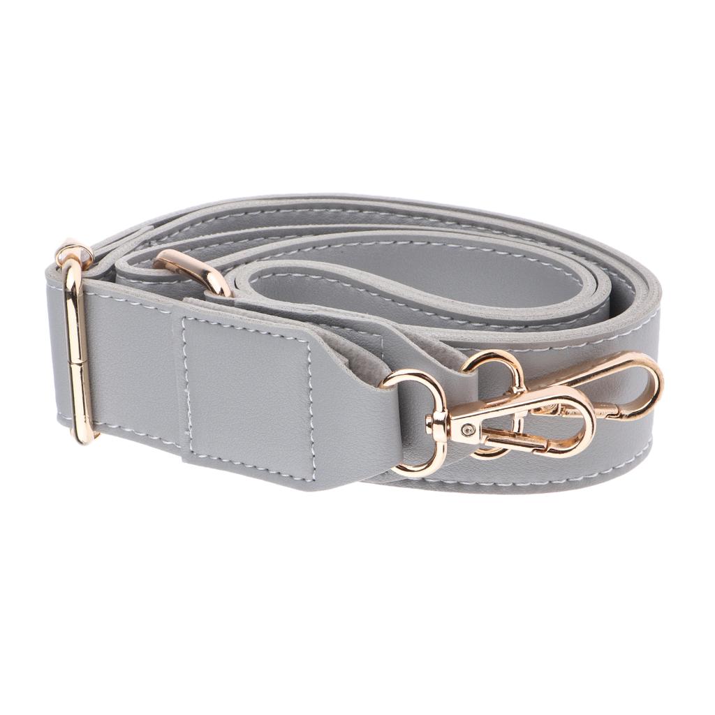 Adjustable Leather Crossbody Bag Bag Strap Replacement Handle with Clips Gray