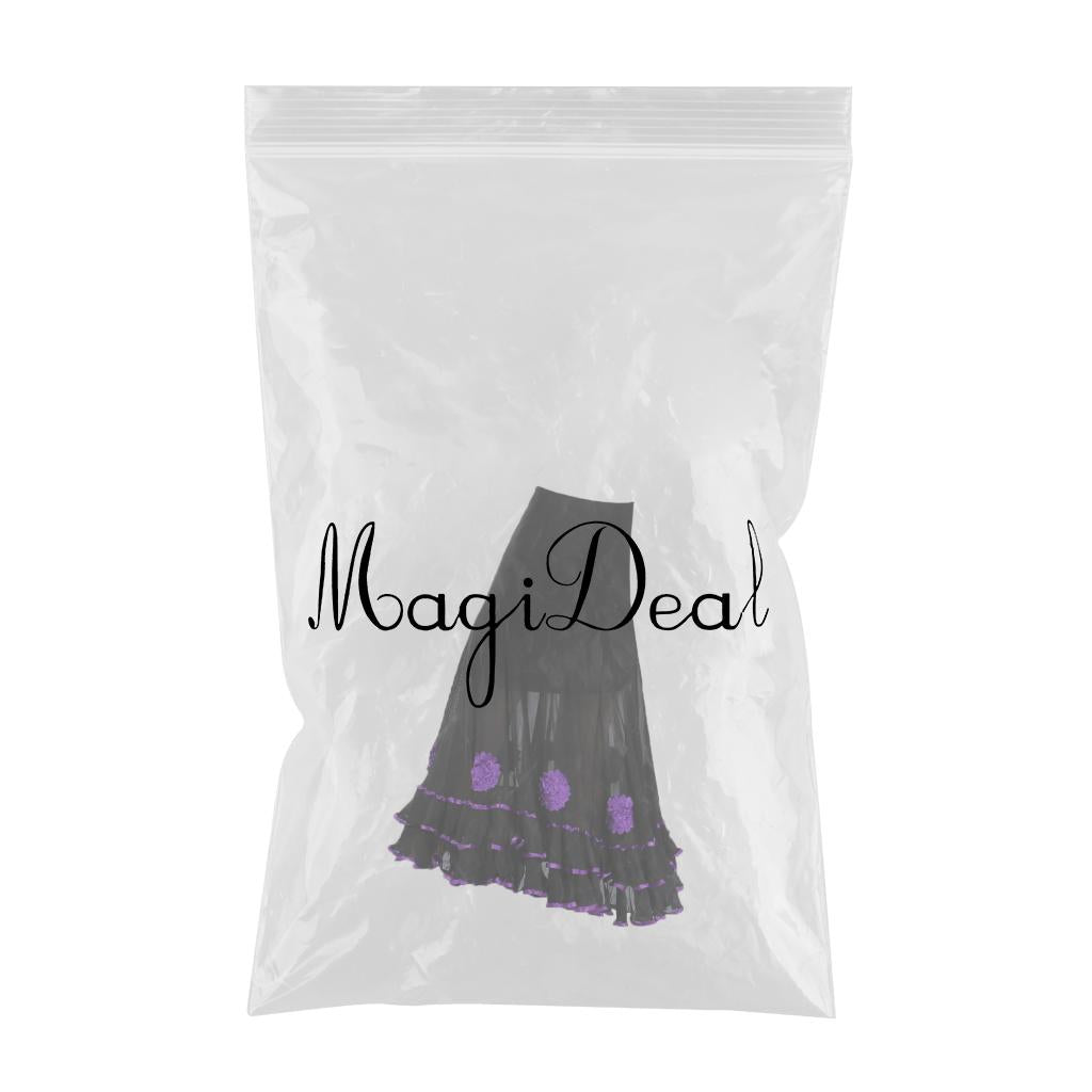 Flamenco Ballroom Dance Skirt Flower Full Swing Latin Skirt Waltz Costumes Purple