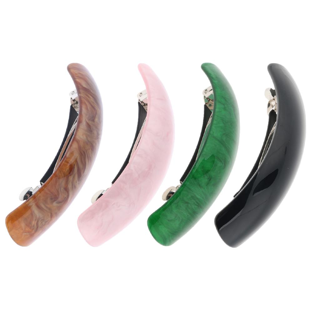 2 Pieces Women Automatic French Large Hair Barrette Ponytail Holder Clip Pin Black