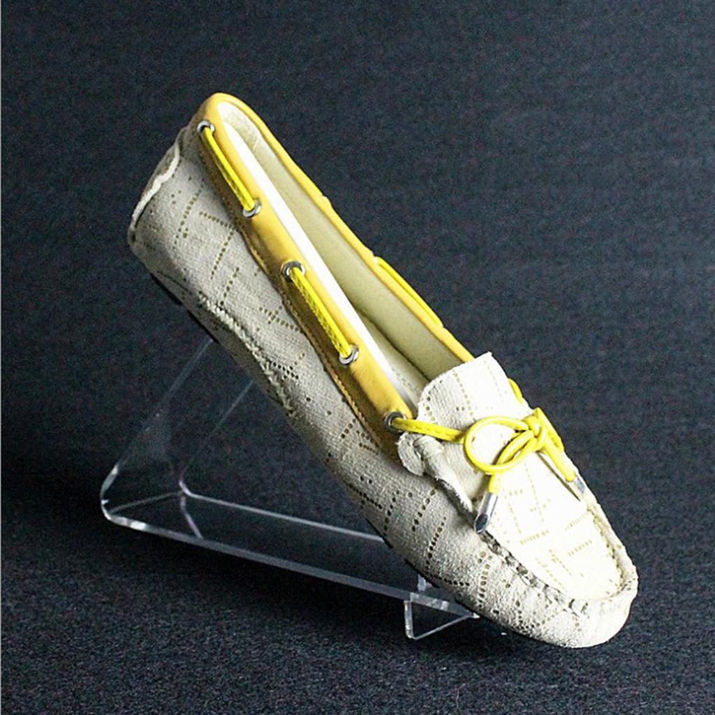 Flexible Clear Acrylic High Heel Retail Display Rack Flat Shoes Holder Stand
