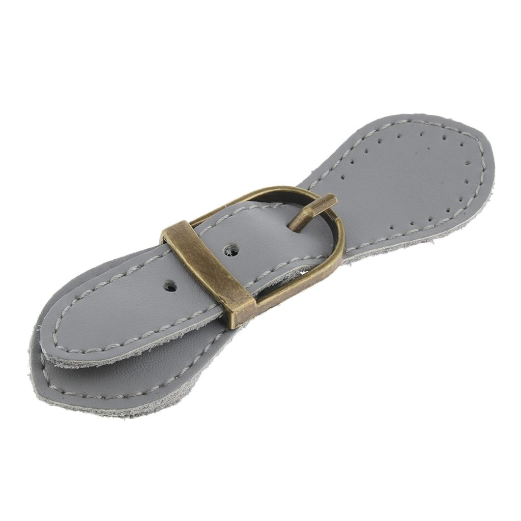 Sew on Genuine Leather Tab Buckles Closure Bag Fastener DIY Replacement Gray