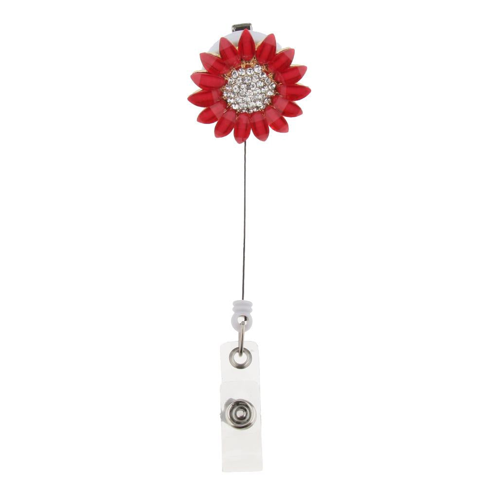 Retractable Badge Holder Keychain Flower ID Badge Reel with Alligator Clip