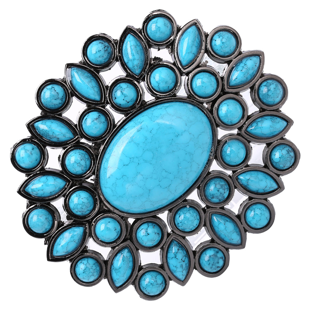 Turquoise Beads Stone Bohemian Belt Buckle Werstern Indian Cowboy Cowgirl