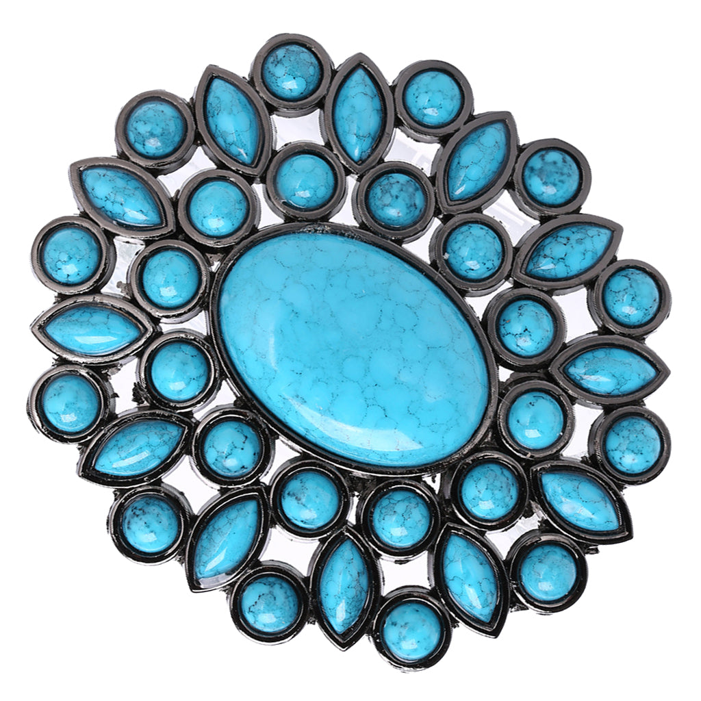 Turquoise Beads Stone Bohemian Belt Buckle Werstern Indian Cowboy Cowgirl