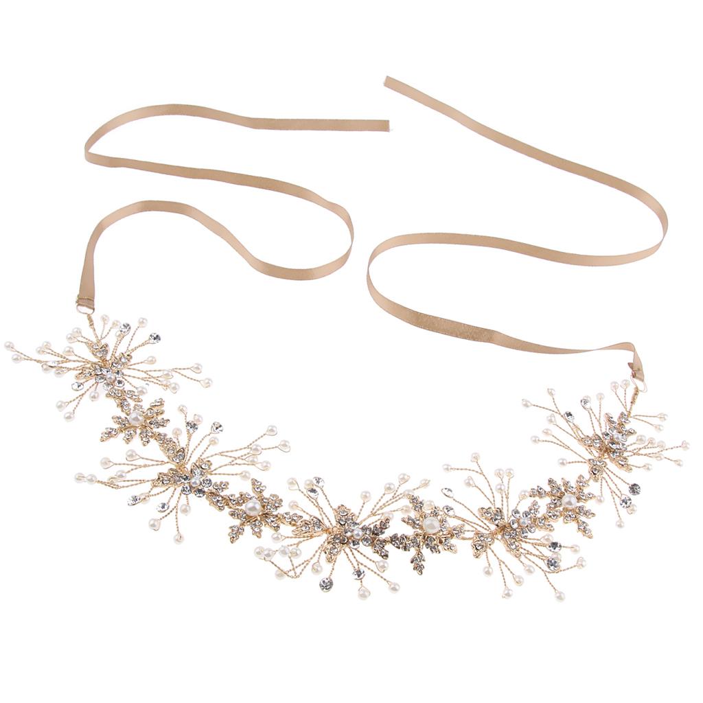 Wedding Bridal Floral Crystal Beads Headband Halo Prom Headpiece Type 4
