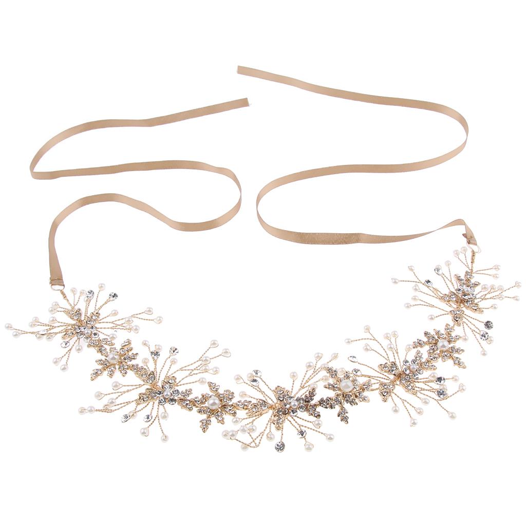 Wedding Bridal Floral Crystal Beads Headband Halo Prom Headpiece Type 4