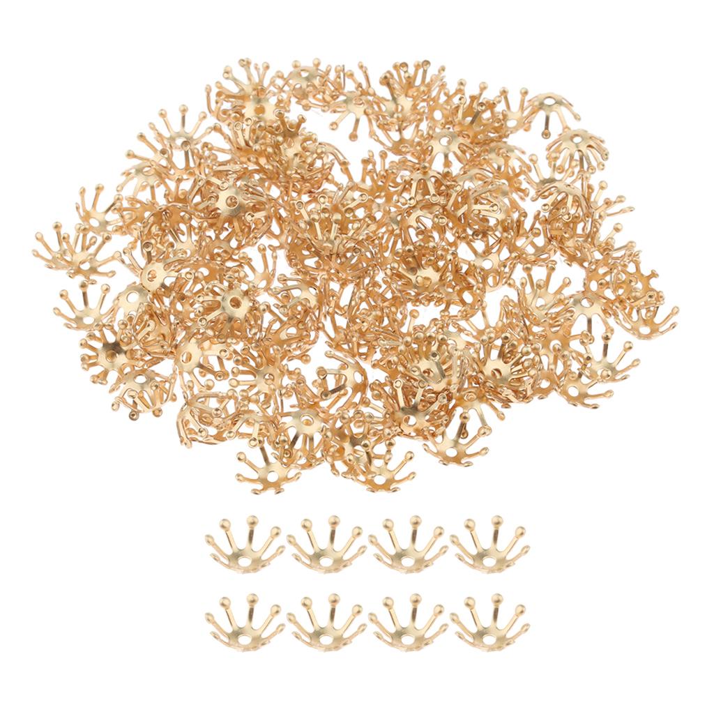 200Pcs 10mm 3D Metal Flower Spacer Bead Caps DIY Jewelry Findings Gold 2