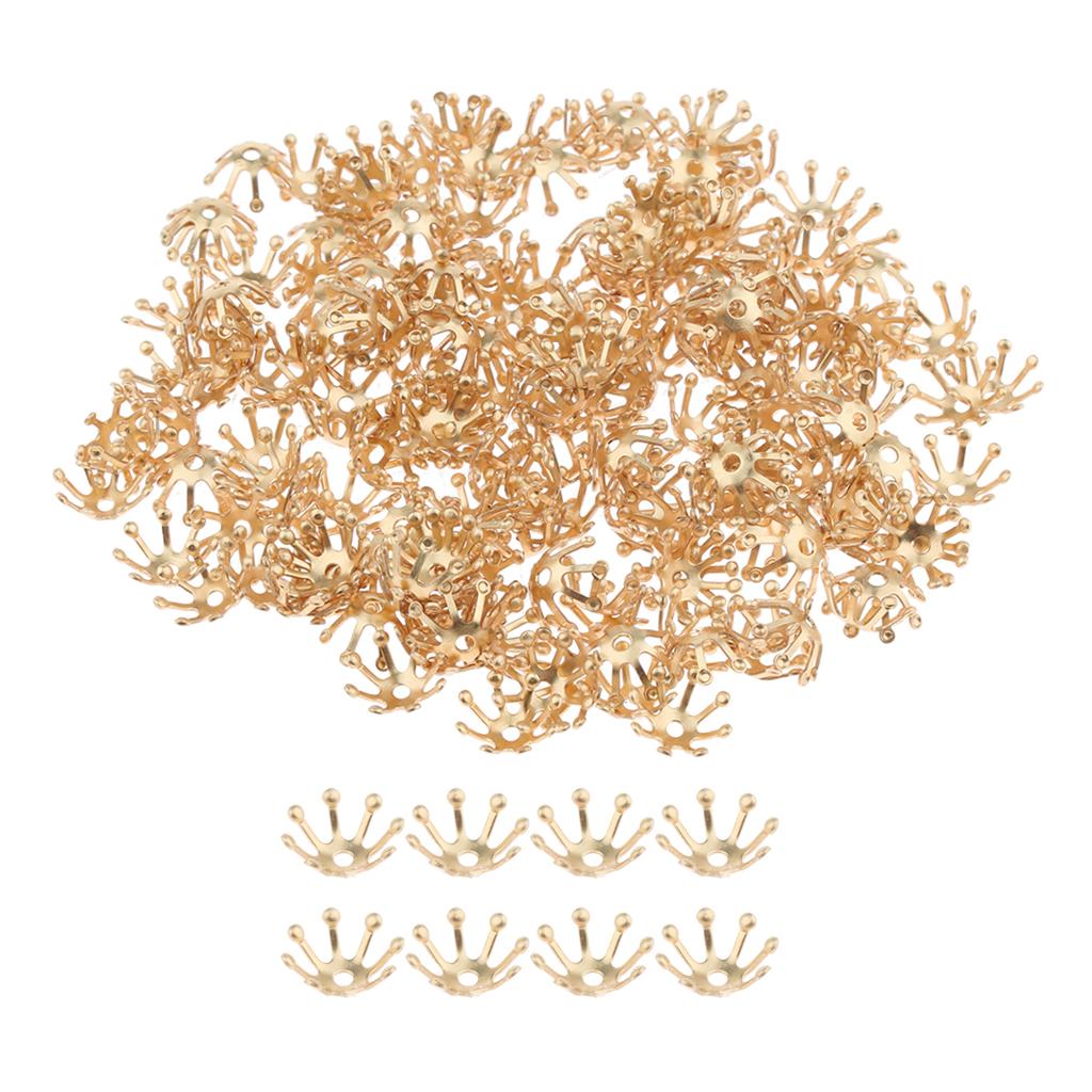 200Pcs 10mm 3D Metal Flower Spacer Bead Caps DIY Jewelry Findings Gold 2