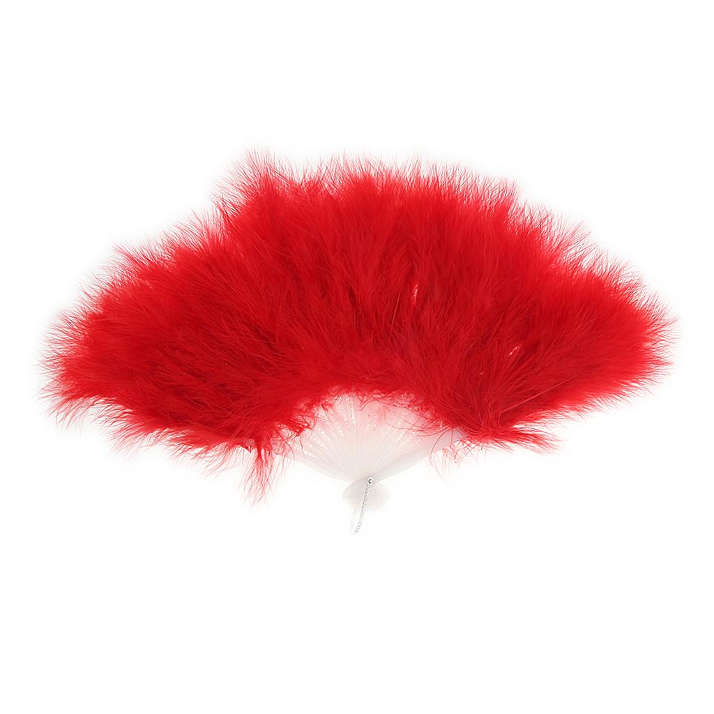 Roaring 20s Vintage Folding Handheld Marabou Feather Fan Flapper Accessories Red
