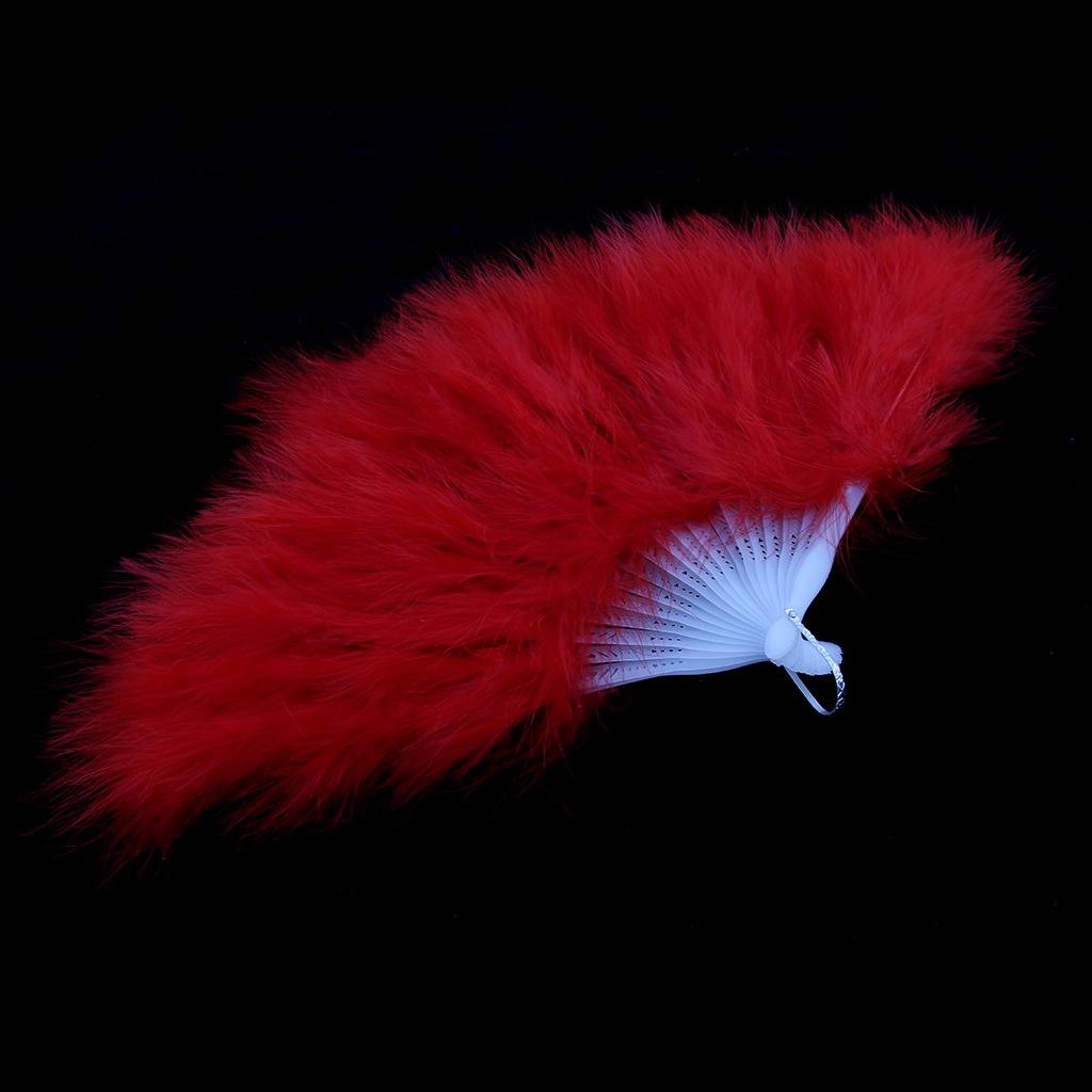 Roaring 20s Vintage Folding Handheld Marabou Feather Fan Flapper Accessories Red