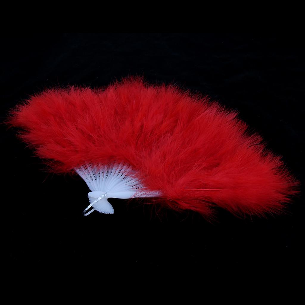 Roaring 20s Vintage Folding Handheld Marabou Feather Fan Flapper Accessories Red