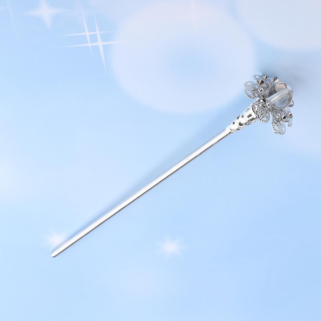 Retro Chinese Petunia Flower Hair Stick Wedding Bridal Chignon Pin White
