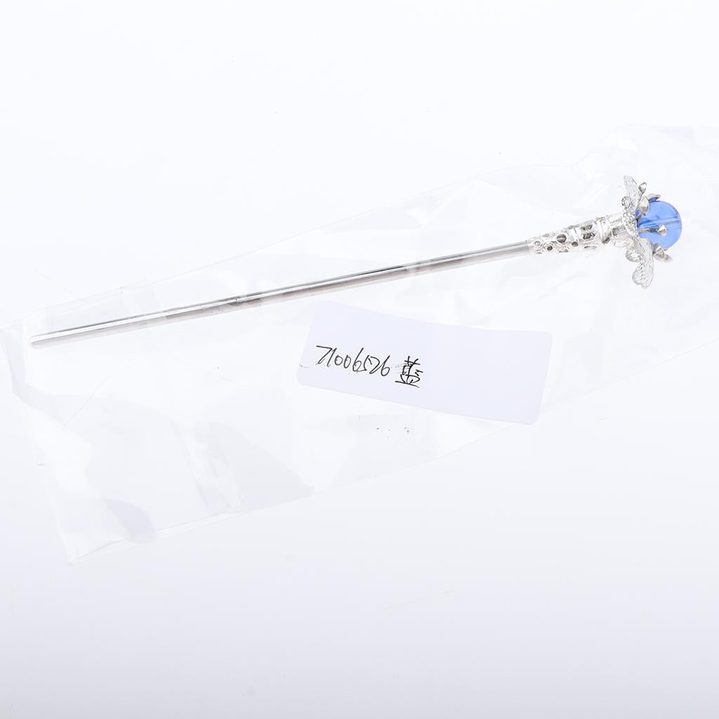 Retro Chinese Petunia Flower Hair Stick Wedding Bridal Chignon Pin Blue