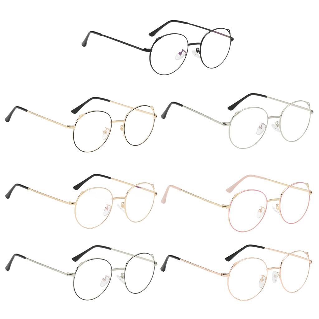 Unisex Retro Round Metal Frame Clear Lens Glasses Eyeglass Black