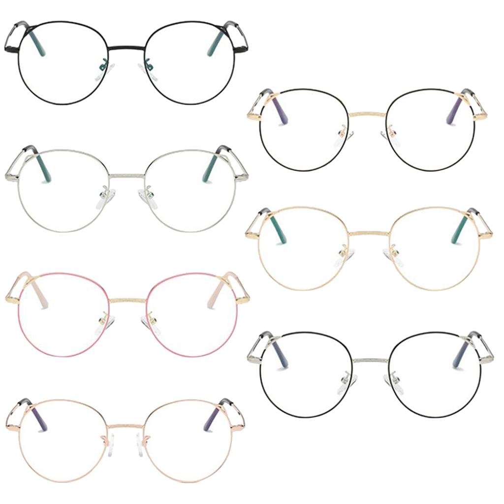 Unisex Retro Round Metal Frame Clear Lens Glasses Eyeglass Black