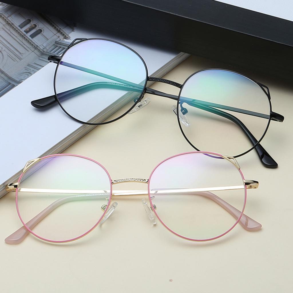 Unisex Retro Round Metal Frame Clear Lens Glasses Eyeglass Black