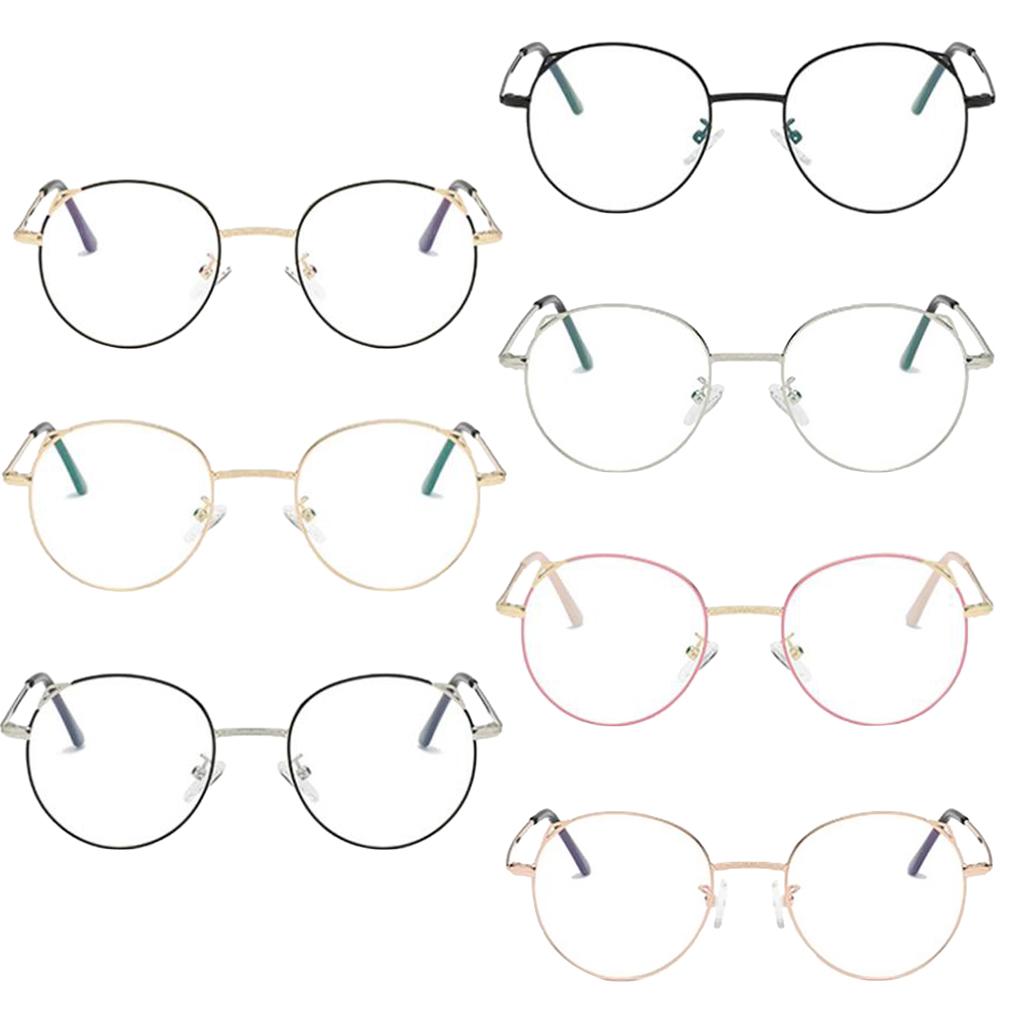 Unisex Retro Round Metal Frame Clear Lens Glasses Eyeglass Black
