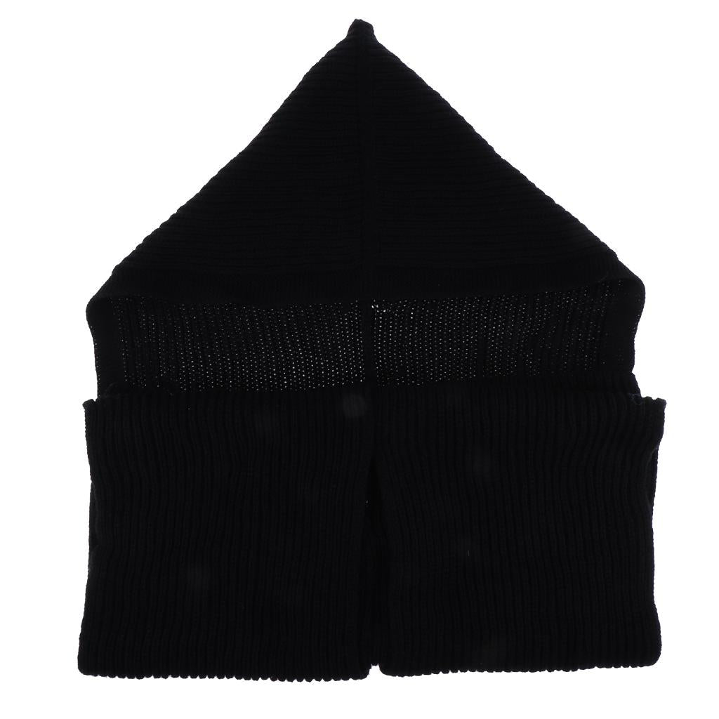 Parent-child Winter Knit Hooded Scarf Headscarf Neck Warmer Hoodie Hat Black